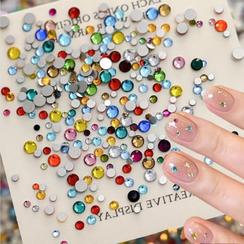1440Pcs 3D Flatback Rhinestones Nail Art Gems Mixed Colors Crystal Diamonds