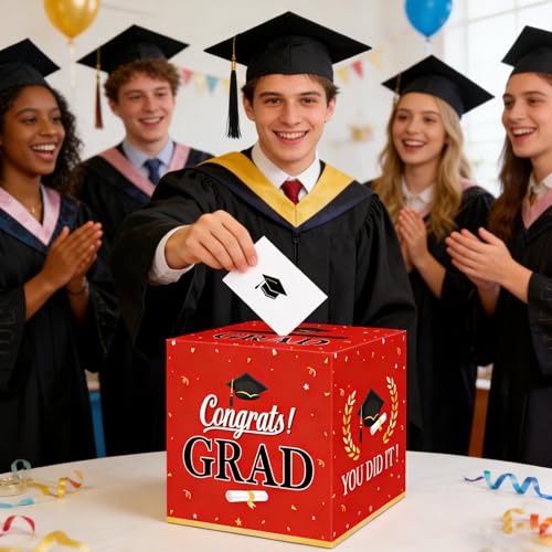 2026 Red Graduation Card Box – Elegant Party Decoration
