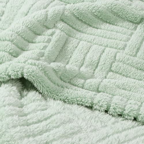 Whale Flotilla Sage Green Fleece Throw Blanket - 50x60 Inch Cozy Soft Blanket with Jacquard Pattern