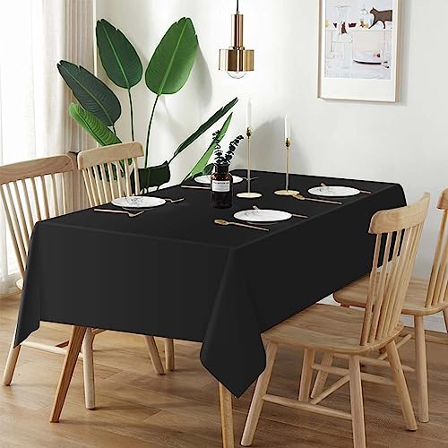 Black Plastic Table Cloth Disposable 2 Pack 54 x 108 Inch Rectangle
