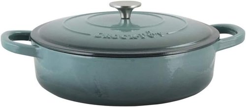 Crock-Pot Enameled Cast Iron Braiser - 5 Quart Slate Gray with Lid for Perfect Cooking