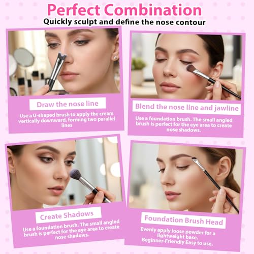 Dual-End Contour Nose Brush - 2-in-1 U-Shaped Sculpting & Blending Tool