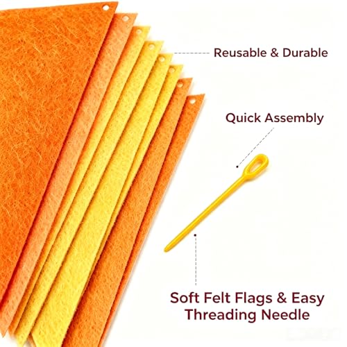 DIY Felt Pennant Banner Kit - 12 Orange & Yellow Flags (2.5m)