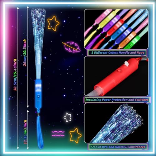 56 Pack LED Fiber Optic Wands Multicolor Glow Sticks for Parties