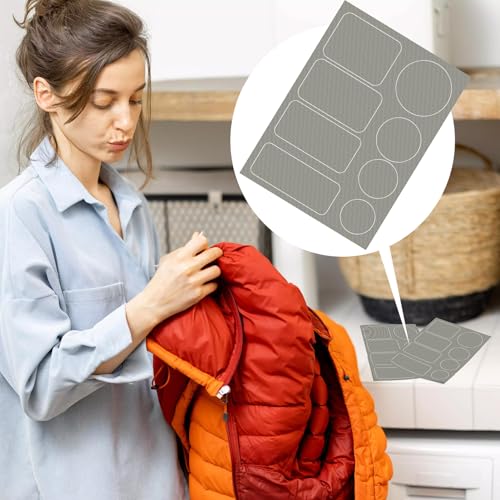 Pndeyo 16pcs Down Jacket Repair Patches Self-Adhesive Light Gray