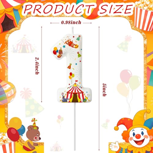 Conelist Carnival Number 1 Cake Topper Candle - Circus Birthday Decoration