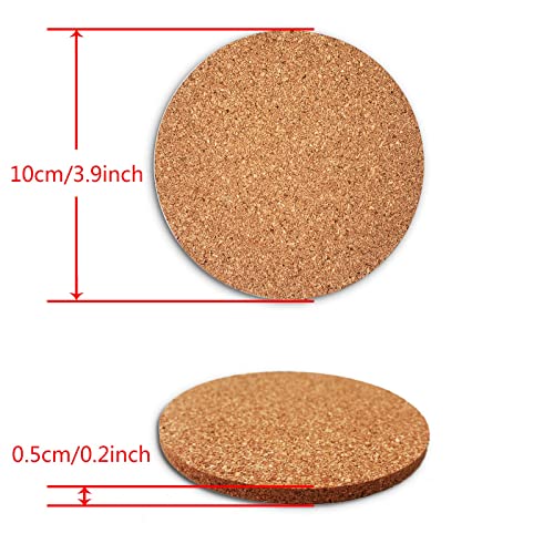 LOOKSEVEN Absorbent Cork Coasters for Drinks 3.9 Inch 2-Pack