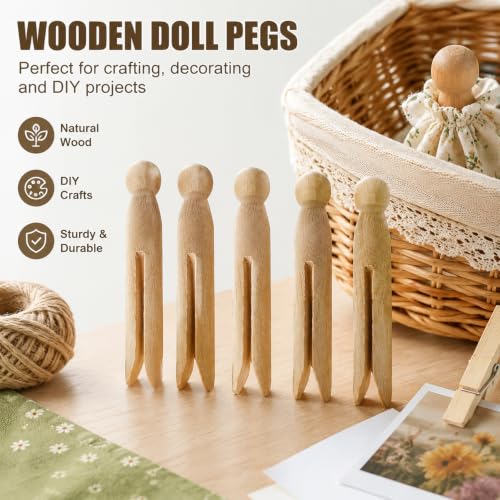Round Wooden Clothespins - 12 Pack for Crafts & Laundry