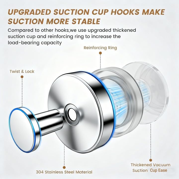 Removable Suction Cup Towel Hooks for Smooth Surfaces