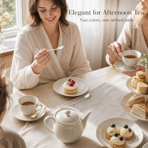 Hiiooweiyi Stainless Steel Leaf Coffee Spoons 4.7 Inch 4-Piece Set