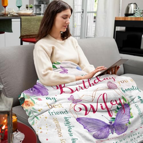 Unique Birthday Gift Blanket for Wife - 60" x 50" Flannel