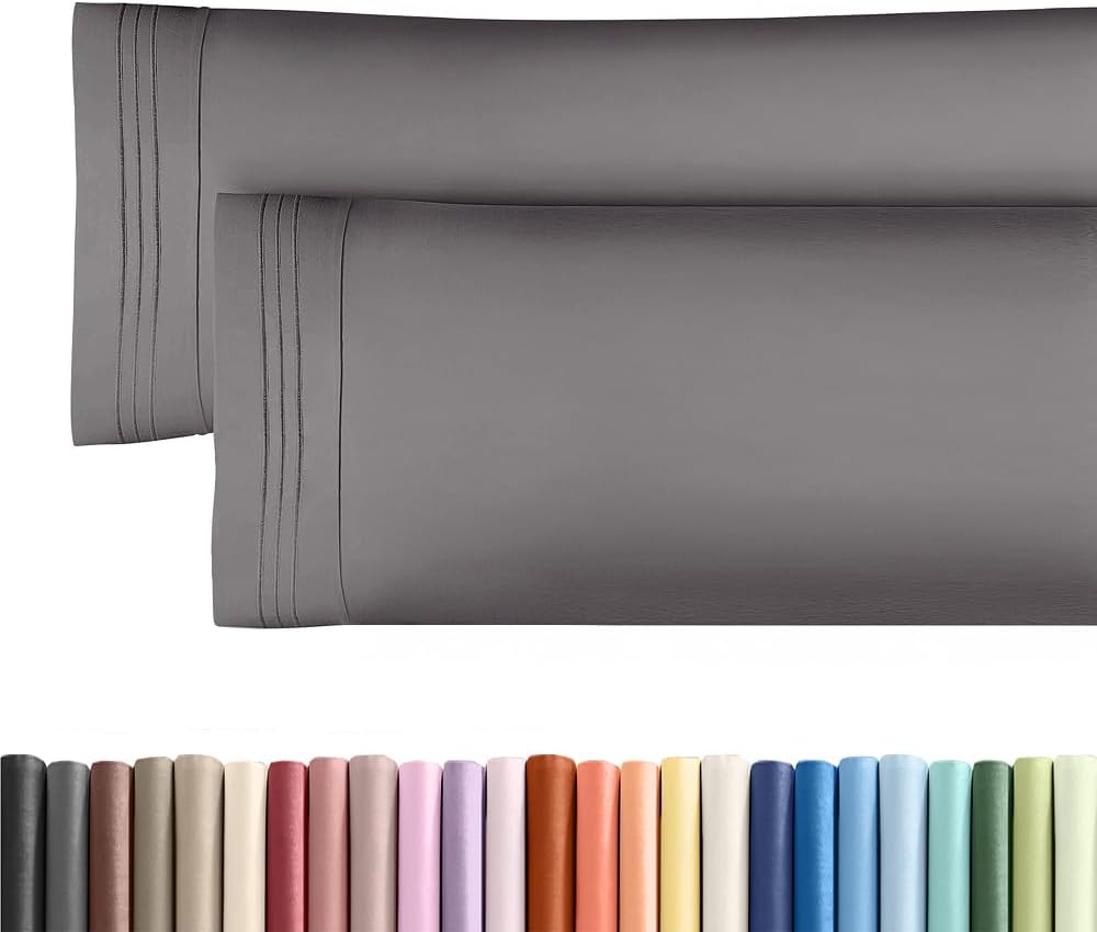 Skiennix Body Pillowcases Set of 2 | Soft, Breathable 20x54 Long Pillow Covers for Side Sleepers - Wrinkle-Free & Machine Washable (Dark Grey)