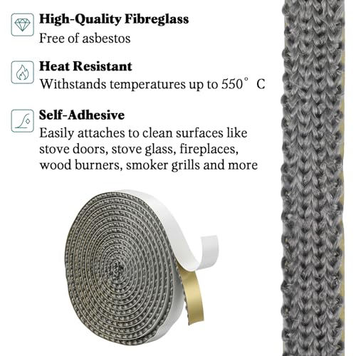 Self-Adhesive Wood Stove Gasket Rope - 6.56ft Replacement Tape