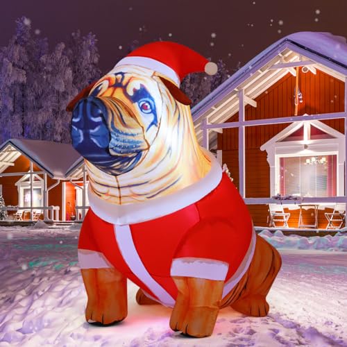 4ft Christmas Inflatable Dog Yard Decoration with LED Lights Outdoor Holiday Decor