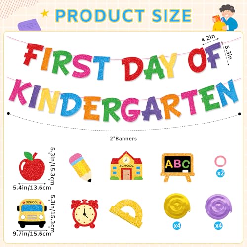 Sereliy Kindergarten First Day Decorations Kit - Colorful Banner & Hanging Swirls