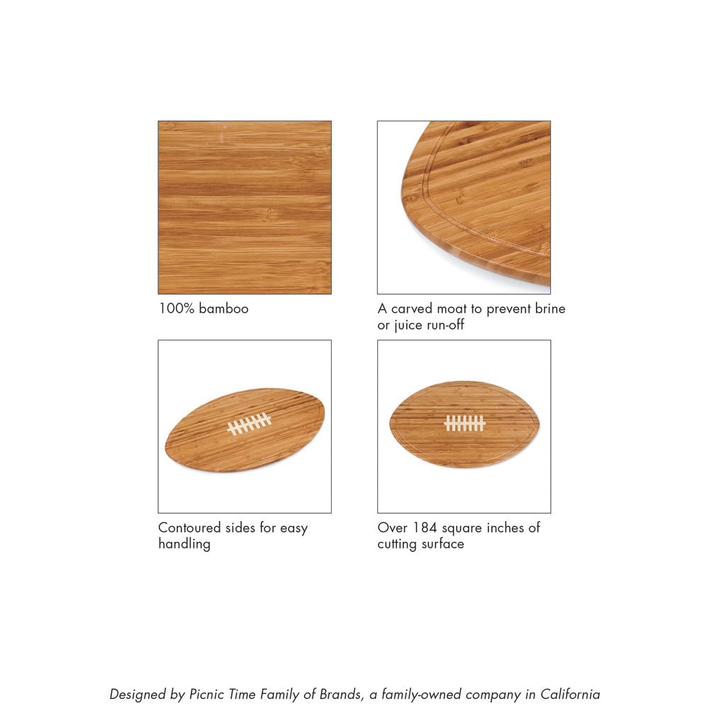 PICNIC TIME NCAA Football Cheese Board - Novelty Charcuterie Board - Serving Platter, Cheese Boards Charcuterie Boards, Wood Cutting Board, (Bamboo)