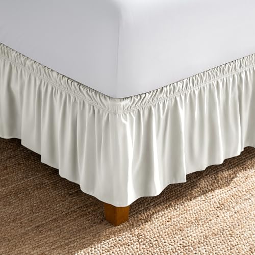 Bare Home Cream Wrap Around Bed Skirt - 15 Inch Drop, Adjustable Fit