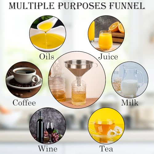 304 Stainless Steel Kitchen Funnel Set with Fine Mesh Strainers