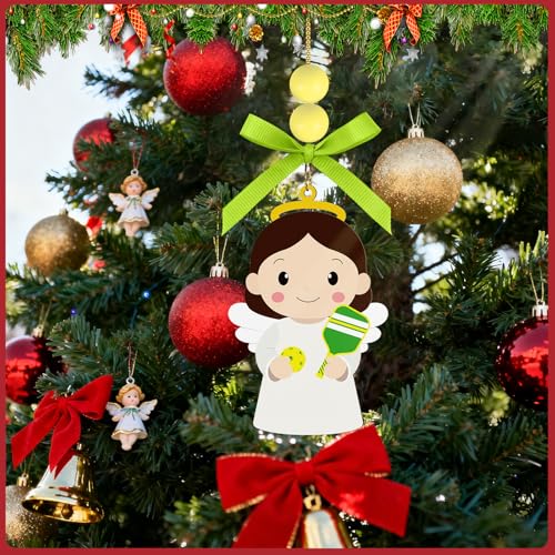 Pickleball Angel Easter Ornament Wooden Hanging Decoration Sport Ball for Home & Holiday
