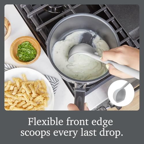 Tovolo Flex-Core Silicone Ladle BPA Free Oyster Gray Deep Soup Ladle, Heat-Resistant Kitchen Utensil