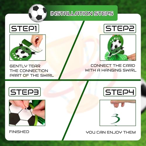 Oiuyamn 24PCS Green Soccer Party Decorations - Hanging Swirls Set