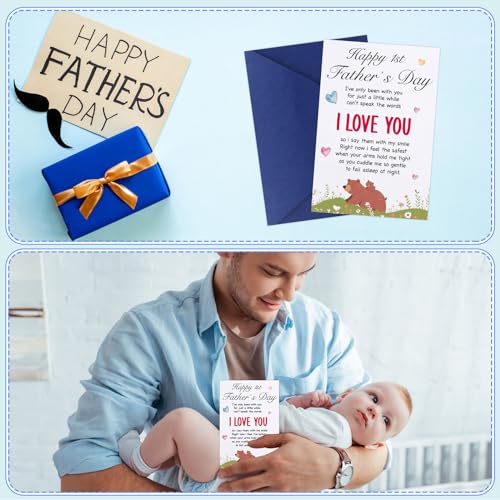 Happy 1st Father's Day Card for New Dads - Cute Papa Bear Design
