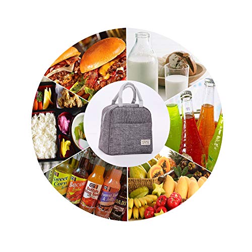 MINI LOP Insulated Lunch Tote Bag - Durable Oxford Cooler for Work & School, Gray