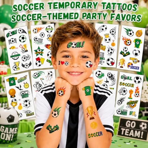 Soccer Temporary Tattoos Bulk Pack - 98PCS Kids Party Favors