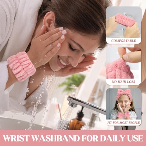 Crosize 6Pcs Microfiber Face Washing Wristbands for Women Spa Towel Bands