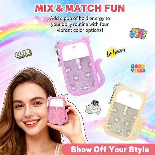 Cat Silicone Case for Touchland Hand Sanitizer Spray with Keychain & Charms