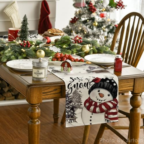 Black Snowman Xmas Table Runner 13x120 Inch Home Party Decor — Variation of THIS listing