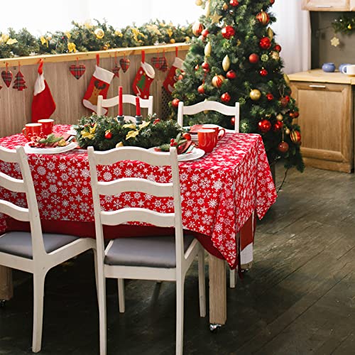 Christmas Snowflakes Tablecloth - Waterproof Rectangle Table Cover 137cm x 274cm
