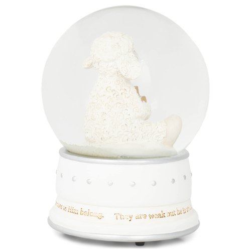 DEMDACO Peaceful White Lamb Musical 4 x 5.5 Glass Christmas Decorative Tabletop Snow Water Globe