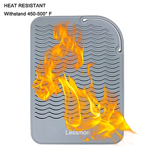 Lessmon Large Heat Resistant Silicone Mat for Hair Styling Tools, 11x7.5 in, Grey