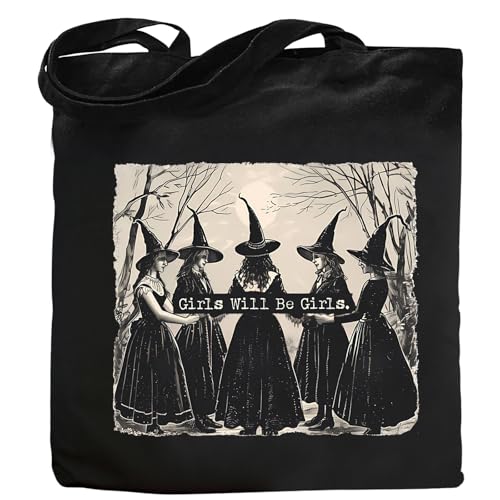 Witchy Canvas Tote Bag for Women - Reusable Beach & Grocery Bag