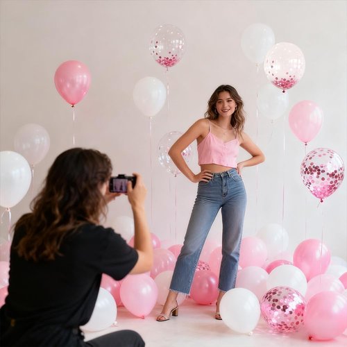 Light Pink & White Balloons - 12 Inch Confetti Balloons for Wedding, Bridal & Baby Showers