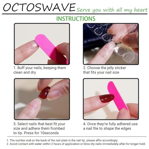 Octoswave Long Almond Press on Nails with French Flowers - 24pcs