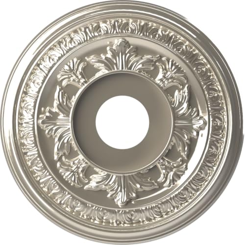 Ekena Millwork 16-inch Bright Chrome Baltimore Thermoformed PVC Ceiling Medallion - Fits Canopies up to 6.5"