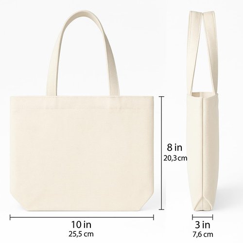 Firecolor Chic 10" x 8" x 3"Mini Canvas Tote Bags for Fabric Painting Cotton Sturdy Bag Heavy-duty Gift Bags (tem Package Quantity: 50, Small)