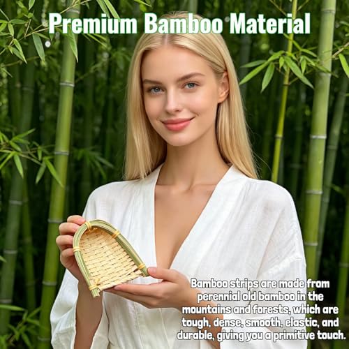 Mini Bamboo Woven Dustpan Craft Set - 2 Pack, 3.94" Handcrafted Decor