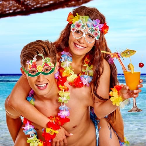 12 Tropical Summer Party Glasses - Fun Hawaii Photo Props