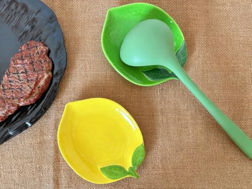 Ceramic Lemon Spoon Rest for Kitchen Counter & Stove - Yellow