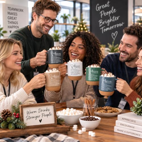 20 Pack Employee Appreciation Coffee Mug Set - 13.5 oz Ceramic with Cork Base