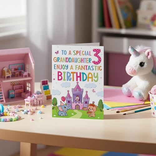 Premium A5 Birthday Card for Granddaughter – Fairy-Tale Theme
