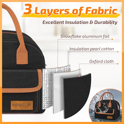 KIPBELIF Insulated Lunch Bag for Women - Large Leakproof Lunch Box with Cooling Pack