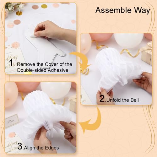 12-Inch White Honeycomb Wedding Bells - Set of 6 Hanging Decorations