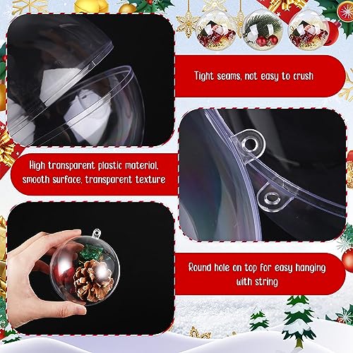 50 Pcs Clear Christmas Ornaments Balls Fillable 80mm - DIY Holiday Decorations