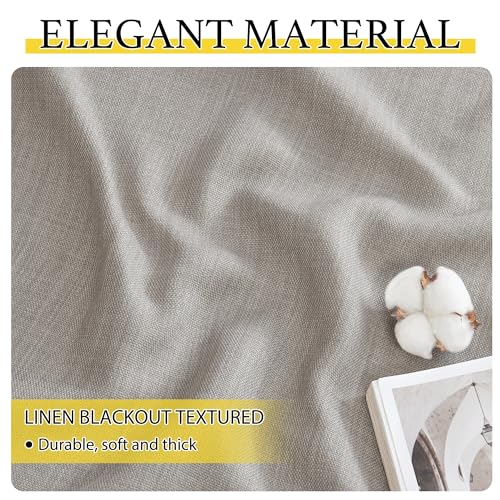 NICETOWN Faux Linen Blackout Valance Curtains, Angora, 52"W x 30"L, 2-Pack
