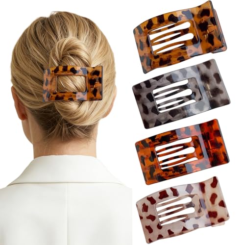 Flat Hair Claw Clips 4PCS Matte Non-Slip Leopard Hair Accessories
