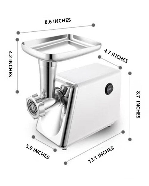Zuguachi Electric Meat Grinder, Multifunctional Household Food Processing Machine, Stainless Steel White